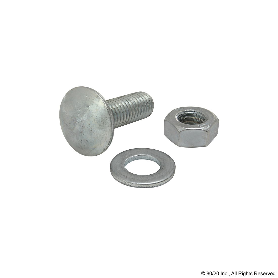 BOLT ASSEMBLY: M8 X 25.00MM BRIGHT SLIDE-IN FLANGED ECONOMY T-SLOT STUD WITH WASHER AND HEX NUT - BRIGHT ZINC