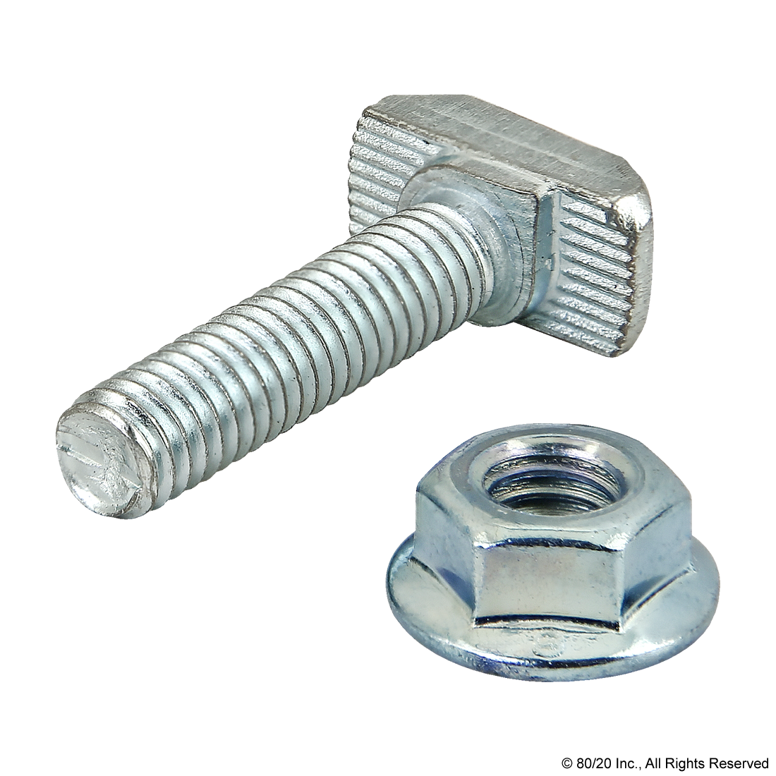 M6 X 25.00MM DROP-IN T-SLOT STUD WITH FLANGED HEX NUT