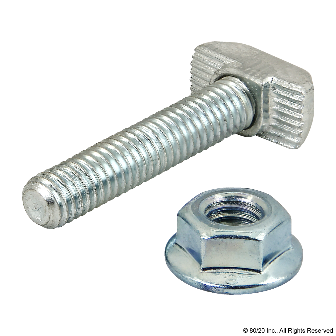 M6 X 30.00MM DROP-IN T-SLOT STUD WITH FLANGED HEX NUT