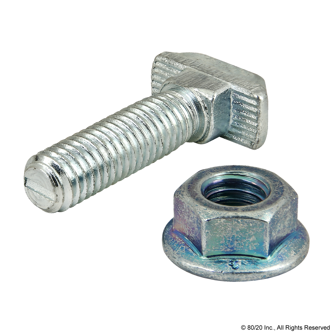 M8 X 30.00MM DROP-IN T-SLOT STUD WITH FLANGED HEX NUT