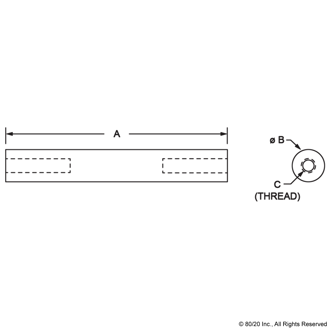 3/4" CONNECTOR ROD X 17.875" WITH 21" BETWEEN FRAME
