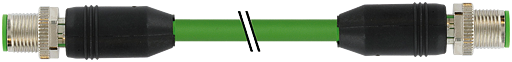 M12 MALE 0° / M12 MALE, 0°, SHIELDED, ETHERNET