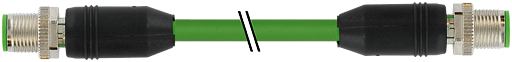 M12 MALE 0° / M12 MALE, 0°, SHIELDED, ETHERNET