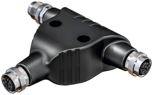 T-COUPLER M12 MALE L-CODED/ 2X M12 FEMALE L-CODED