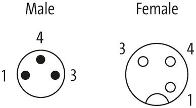 M8 MALE 0° / M12 FEMALE 90°
