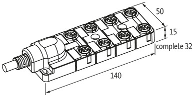 EXACT12, 8XM12, 5-POLE, MOULDED CABLE