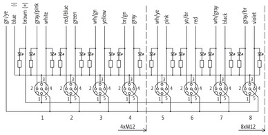 EXACT12, 8XM12, 5-POLE, MOULDED CABLE