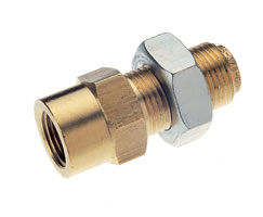 DOT Female Bulkhead Connector, 3/8" tube O/D, 3/8" NPT thread, 3/4" UNF
