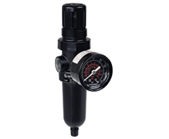 B07 Series, filter/regulator, releiving, with gauge, metal bowl, auto drain, 5 µm, 5 to 100 PSI PSI outlet range, 1/4" NPT ports