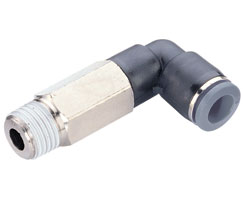 90° Swivel Elbow Adapter, 1/4" tube O/D, 3/8" NPT thread