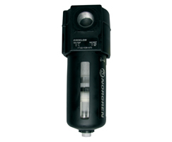 Excelon F74G Series, general purpose filter, 1/2" PTF ports, 40 µm, autodrain, transparent bowl with guard