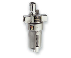 L22 Series, stainless steel, oil-fog lubricator, 1/2" NPT ports, manual drain