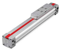 Lintra Plus Series, internally guided cylinder, 25mm bore, 24" stroke, 1/8" NPT ports, magnetic, with adjustable cushions