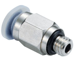 Pneufit M Straight Adapter (internal and external hex) Male Connector miniature fitting, 1/8" O/D tube x 1/4" NPT thread