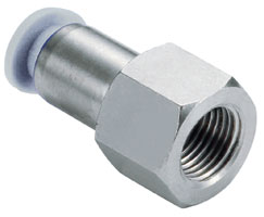 Straight adapter (female thread), 5/32" tube O/D, 10/32" UNF port