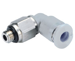 90° Swivel Elbow Adapter, 1/8" tube O/D, 1/8" NPT thread
