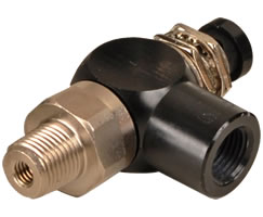 NV11 Series 3-Way Mini Manual Valve Push Button Actuated/Spring Return, 1/8 NPT Male x 1/8 Female Thread