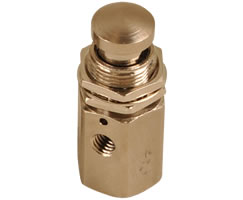 NV300 Series 2-Way Mini Manual Valve Metal Push Button Actuated/Spring Return, 1/8 NPT Male Thread