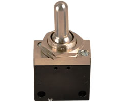 NV400 Series 2x3/2 Mini Manual Valve Toggle/Spring Return, 1/8" NPT Female Thread