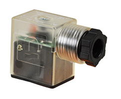 Cable grip connector, 22mm coil, 24 Vdc, with indicator light