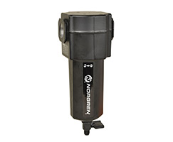 Excelon F73G Series, general purpose filter, 1/4" PTF ports, 5 µm, manual drain, metal bowl with liquid level indicator