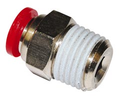 Straight adaptor, 8mm internal hex, 17mm external hex, 10mm tube O/D, 3/8" ISO R thread