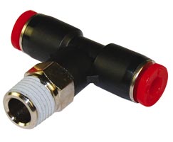 Swivel tee adaptor, 8mm tube O/D, 3/8" ISO R thread