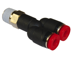 Swivel Y adaptor, 12mm tube O/D, 1/2" ISO R thread