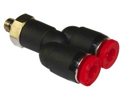 Swivel Y adaptor, 12mm tube O/D, 1/4" ISO G thread