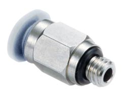 Straight adaptor (external hex), 6mm tube O/D, 1/8" ISO R thread