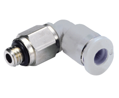 90° Swivel Elbow Adaptor, 4mm tube O/D, M3 thread