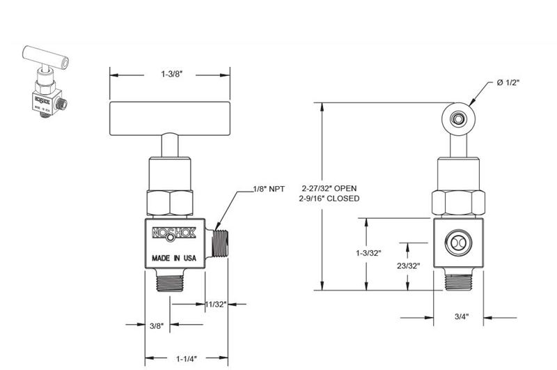 150 Series 1/8 in. Connection Size Mini Needle Valve with Soft Tip