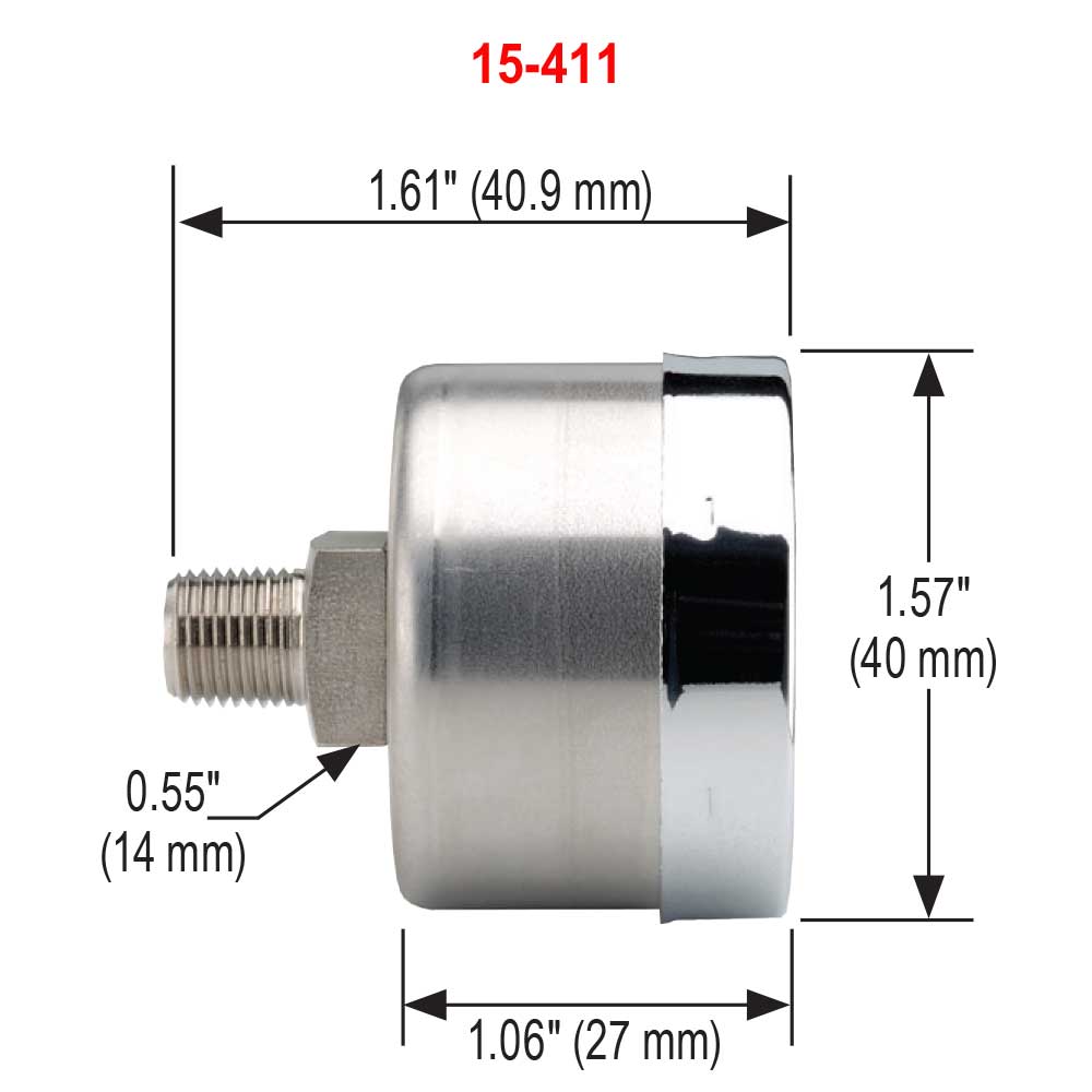 400 Series 0 to 300 psi Range All Stainless Steel Dry and Liquid Filled Pressure Gauge