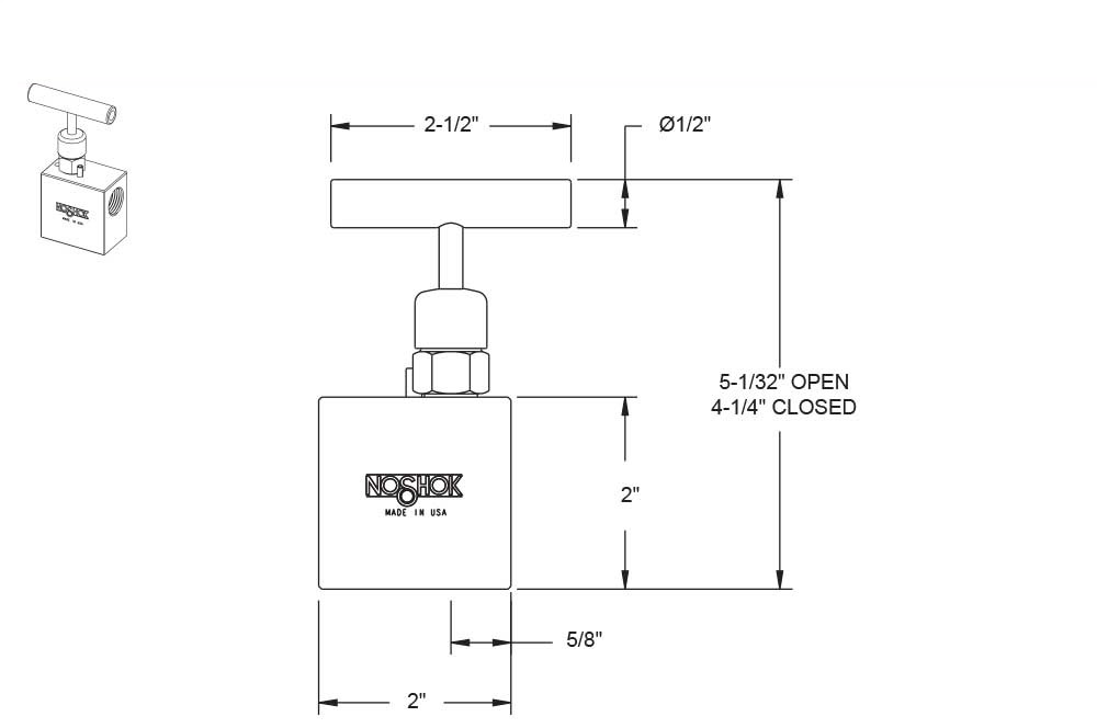 400 Series 1/2 in. Connection Size Standard Needle Valve with Hard Seat