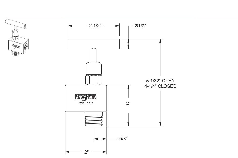 400 Series 1/2 in. Connection Size Standard Needle Valve with Hard Seat