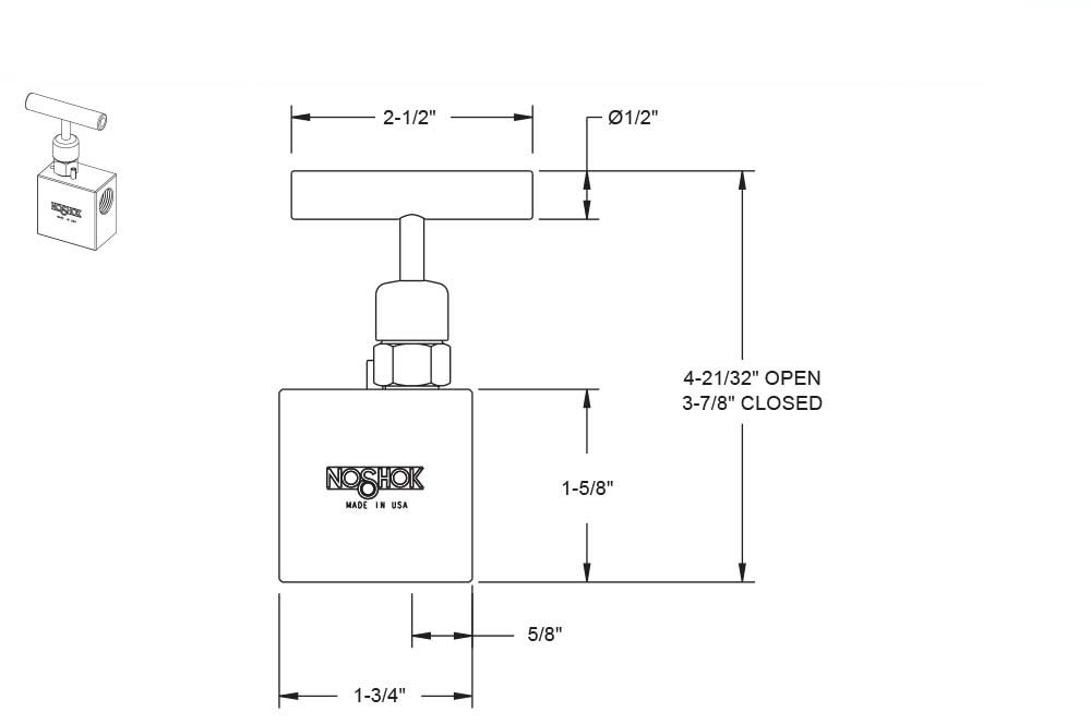 400 Series 1-1/4 in. Connection Size Standard Needle Valve with Hard Seat
