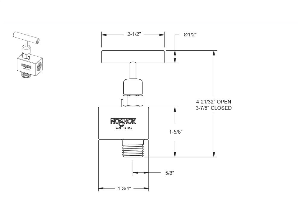400 Series 1-1/4 in. Connection Size Standard Needle Valve with Hard Seat