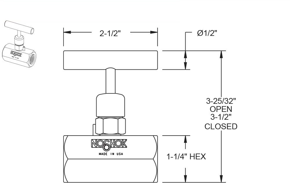 500 Series 1/2 in. Connection Size Standard Needle Valve with Soft Seat