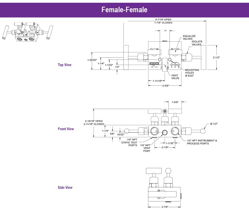 5030 Series 10,000 psi Pressure Rating Natural Gas 5 Manifold Valve with Hard Seat