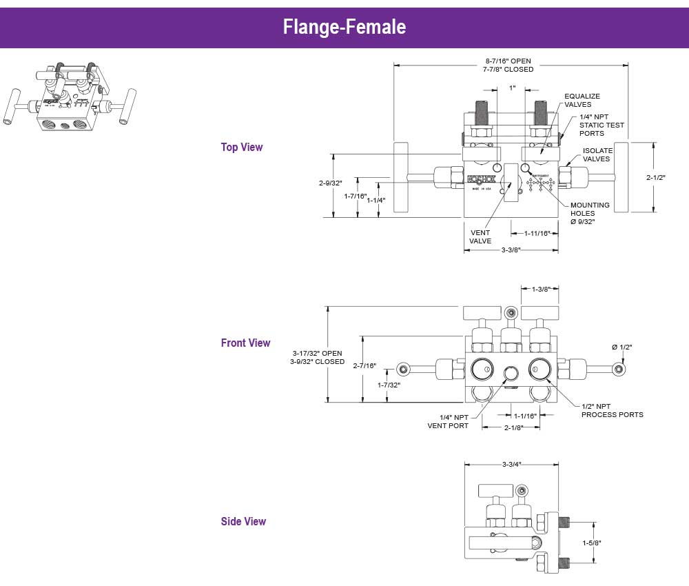 5030 Series 10,000 psi Pressure Rating Natural Gas 5 Manifold Valve with Hard Seat