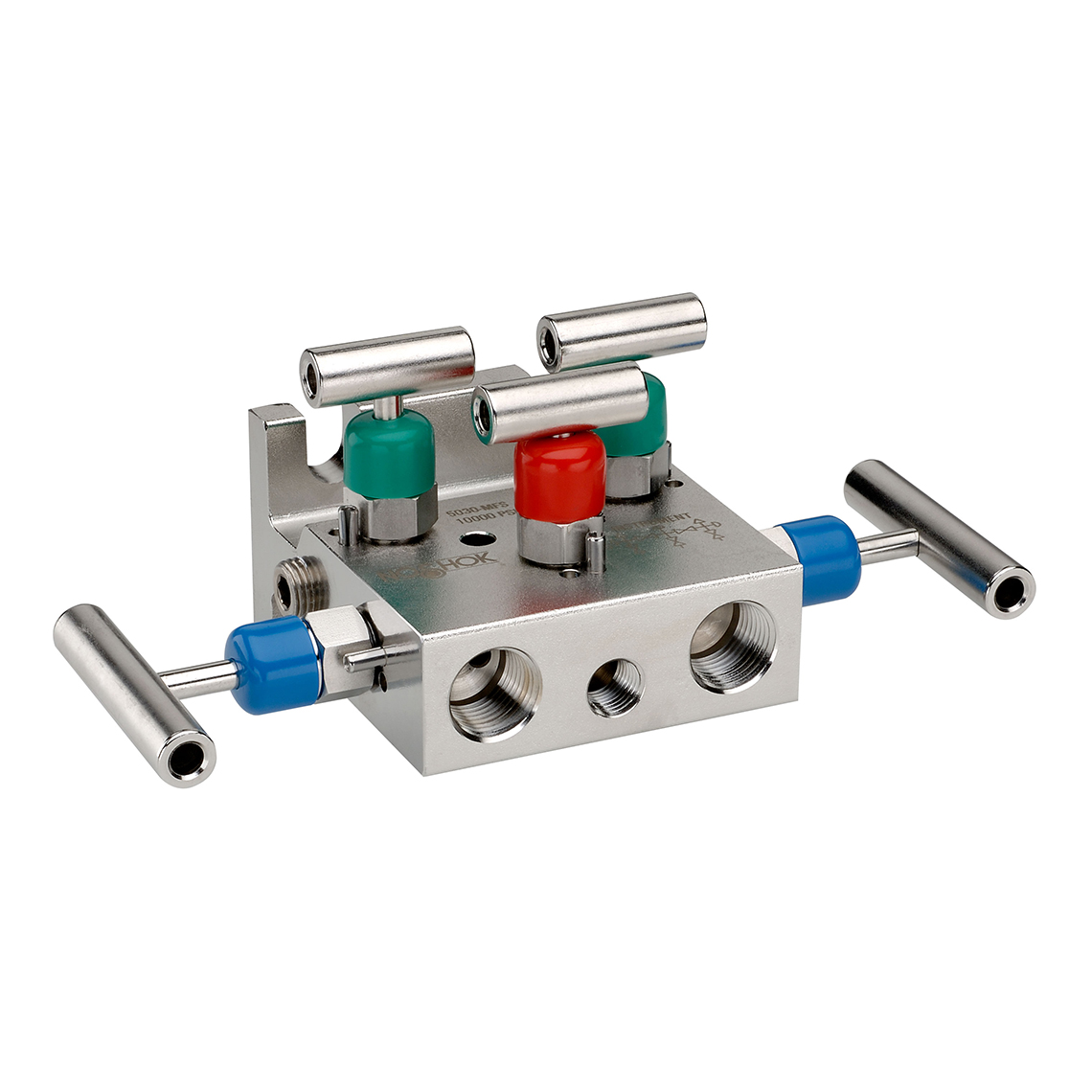 5530 Series Electropolished 316 Stainless Steel 0.375 in. Orifice Natural Gas 5 Manifold Valve with Soft Seat/Tip