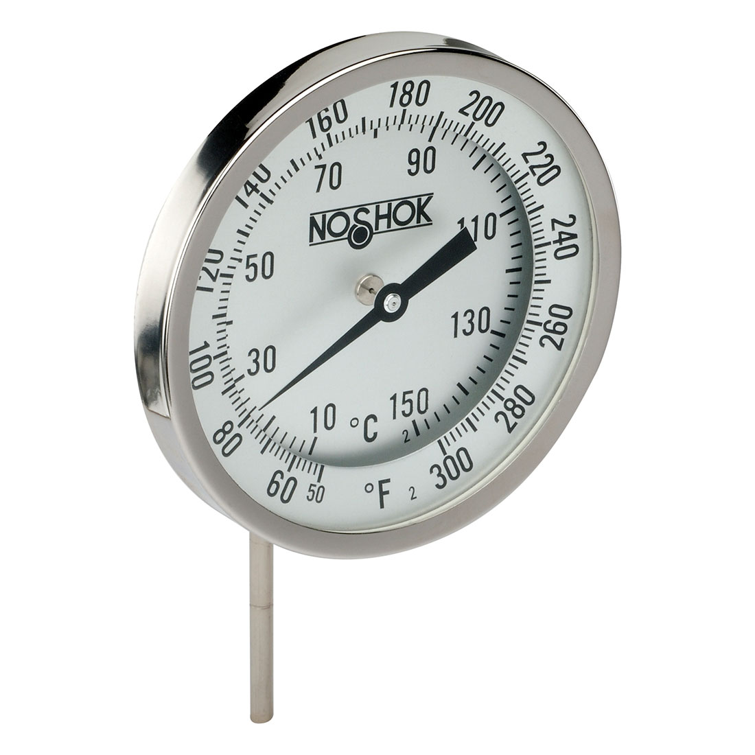 300 Series 5 in. Dial Size Industrial Type Bimetal Thermometer with External Reset, Sanitary Tri-Clamp®