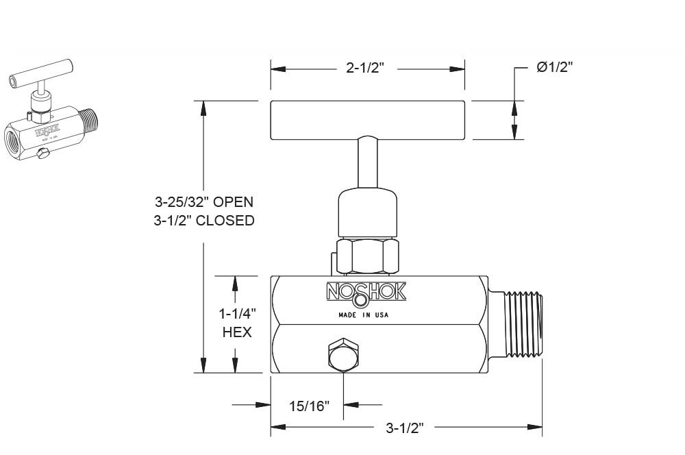 700 Series 1/2 in. Connection Size Block and Bleed Needle Valve with Soft Seat