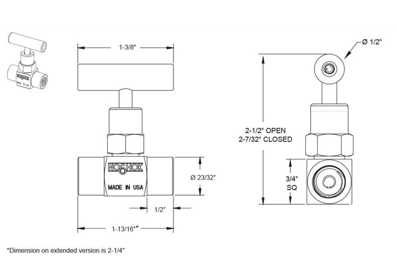 150 Series 1/4 in. Connection Size Mini Needle Valve with Soft Tip