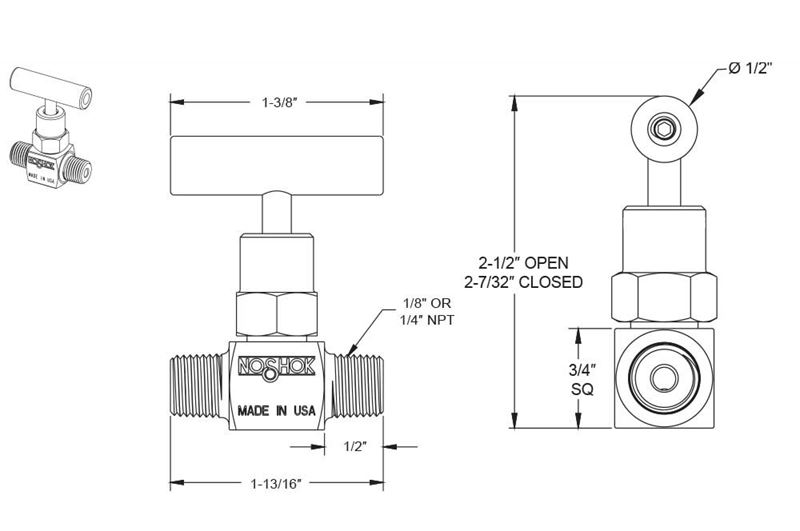 150 Series 1/4 in. Connection Size Mini Needle Valve with Soft Tip