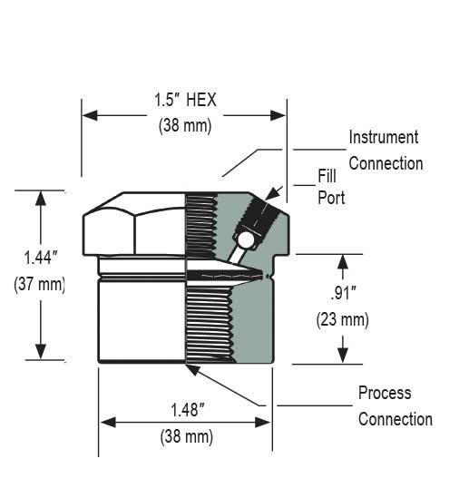 1/4 in. Process Connection Size Type 25 Standard and Elevated Pressure, Non-Replaceable Diaphragm Seal