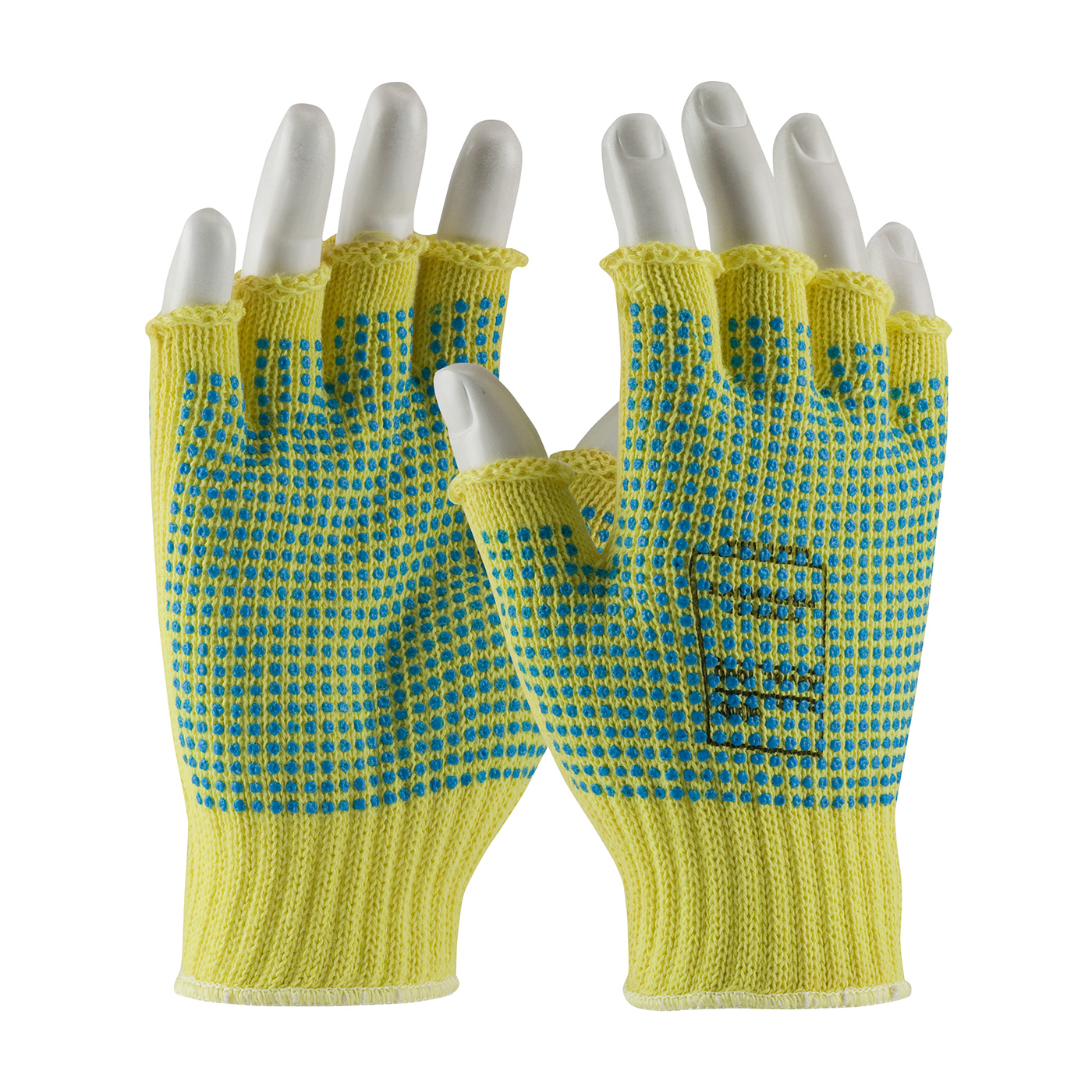 SEAMLESS KNIT KEVLAR® GLOVE WITH DOUBLE-SIDED PVC DOT GRIP - HALF-FINGER