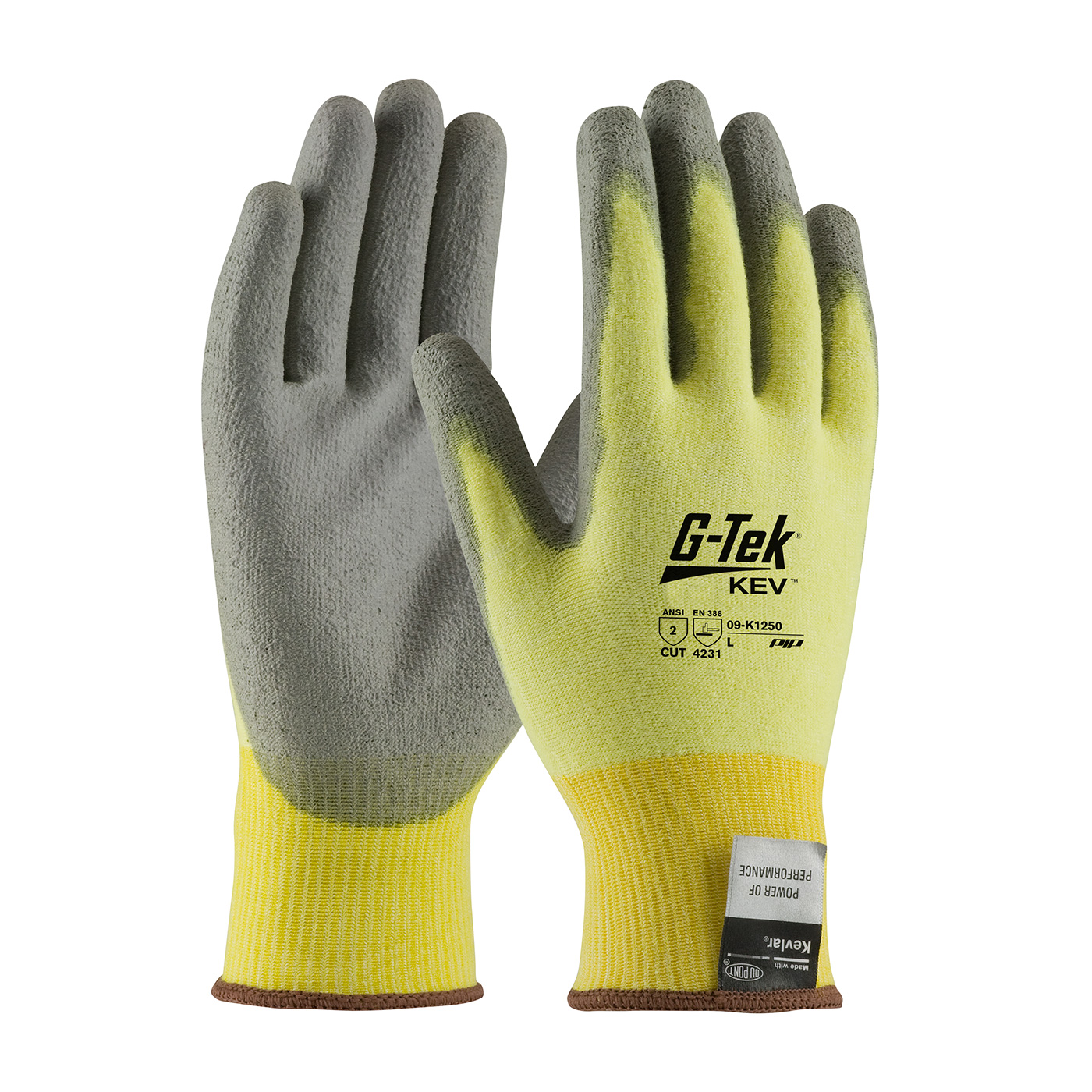 SEAMLESS KNIT KEVLAR® / ELASTANE GLOVE WITH POLYURETHANE COATED FLAT GRIP ON PALM & FINGERS - VEND-READY