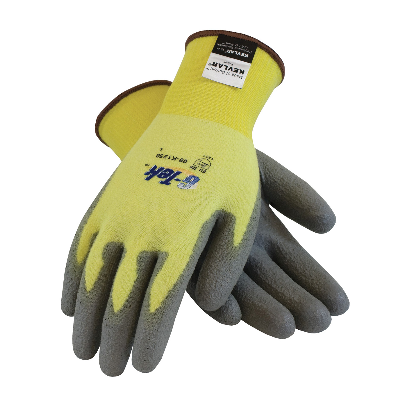 SEAMLESS KNIT KEVLAR® / ELASTANE GLOVE WITH POLYURETHANE COATED FLAT GRIP ON PALM & FINGERS