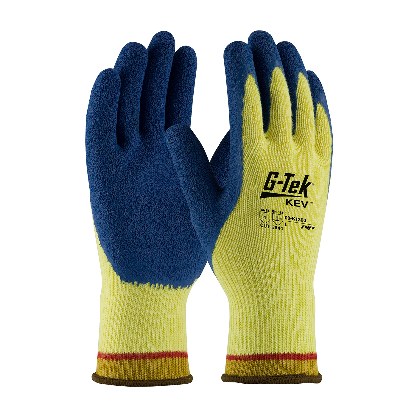 SEAMLESS KNIT KEVLAR® GLOVE WITH LATEX COATED CRINKLE GRIP ON PALM & FINGERS